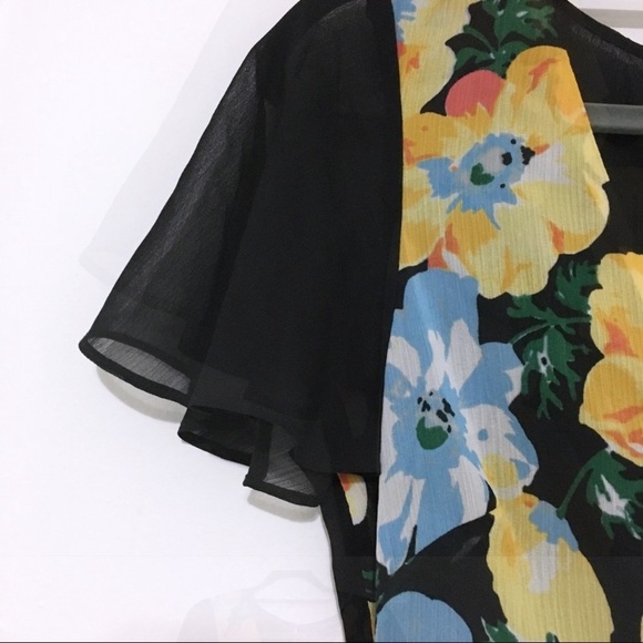 Club Monaco Coran Floral Flutter Sleeve Cutout Back Midi Dress Size 4 NWT - Picture 4 of 14